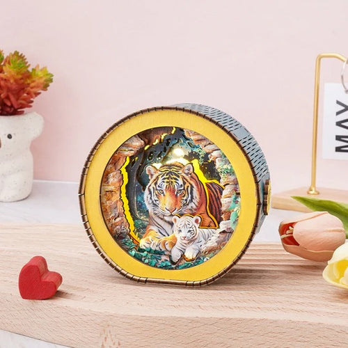 Tiger Mother And Cub In The Jungle Kit- 3D Wooden Puzzle Night Light