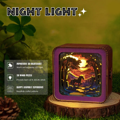 Forest Fantasy Unicorn Kit - 3D Wooden Puzzle Night Light