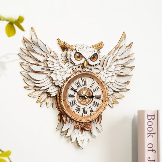 Snowy Owl – DIY Wooden Clock, 3D Puzzle Craft Kit