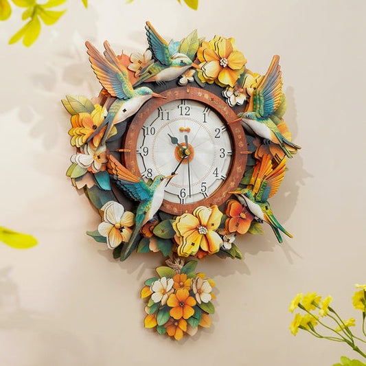 Hummingbird – DIY Wooden Clock, 3D Puzzle Craft Kit