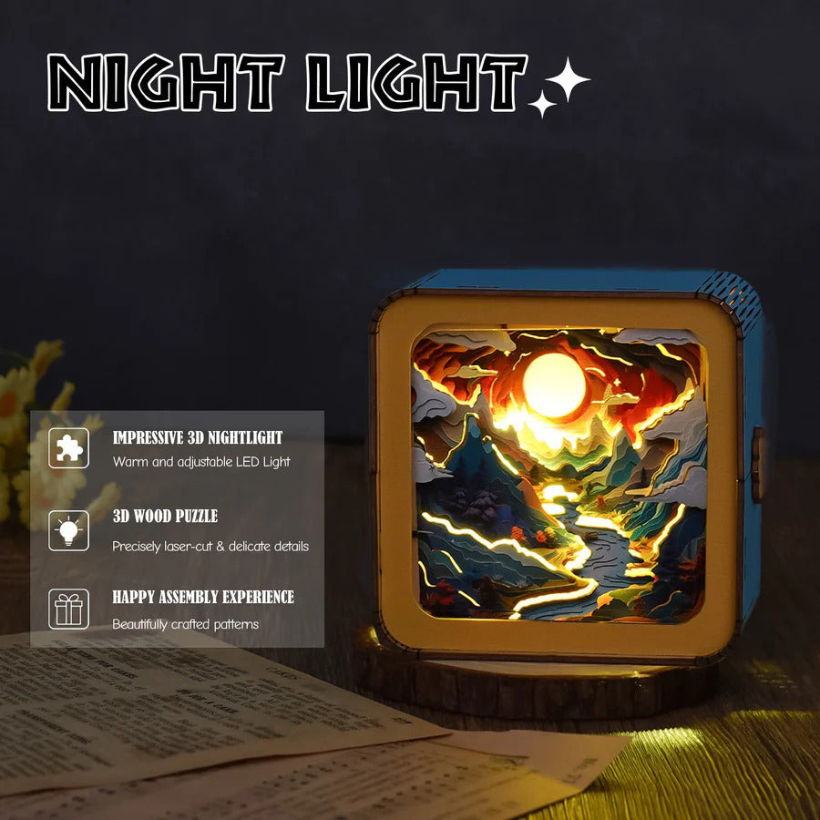 Moonlit Mountain Kit - 3D Wooden Puzzle Night Light