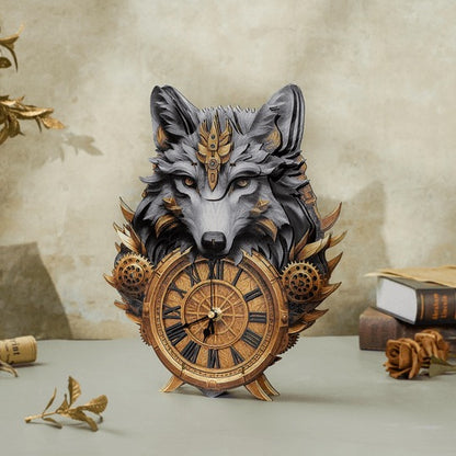 Gray Wolf – DIY Wooden Clock, 3D Puzzle Craft Kit
