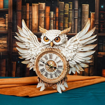 Snowy Owl – DIY Wooden Clock, 3D Puzzle Craft Kit