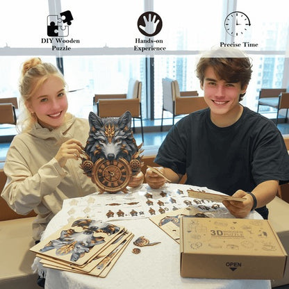 Gray Wolf – DIY Wooden Clock, 3D Puzzle Craft Kit