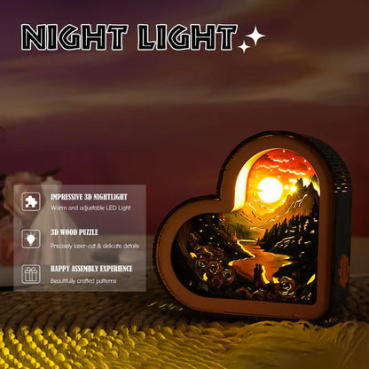 Roses and Lovers Kit - 3D Wooden Puzzle Night Light