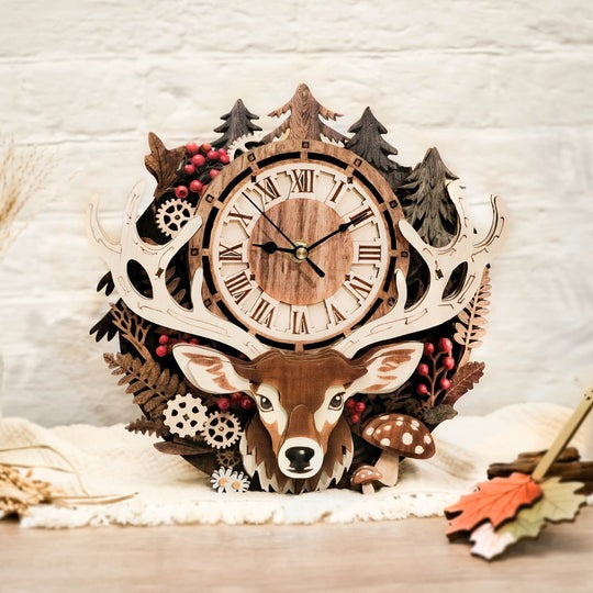 Reindeer – DIY Wooden Clock, 3D Puzzle Craft Kit