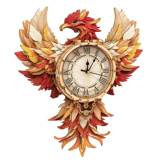 Phoenix– DIY Wooden Clock, 3D Puzzle Craft Kit