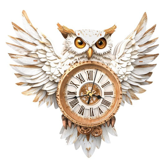 Snowy Owl – DIY Wooden Clock, 3D Puzzle Craft Kit