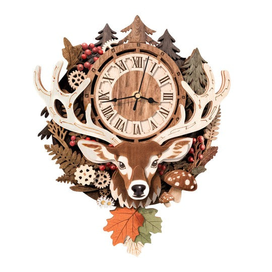 Reindeer – DIY Wooden Clock, 3D Puzzle Craft Kit