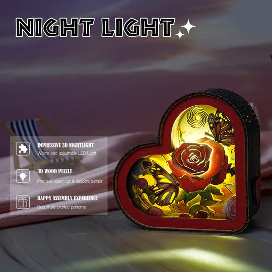 Flowers and Butterflies Kit - 3D Wooden Puzzle Night Light