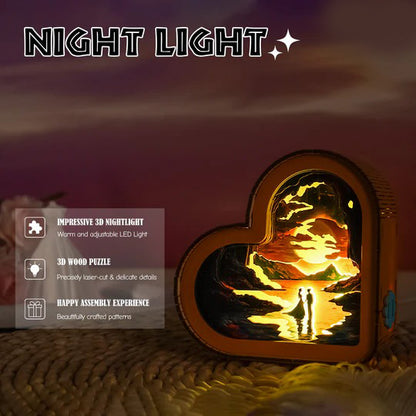 Lovers by the River Kit - 3D Wooden Puzzle Night Light