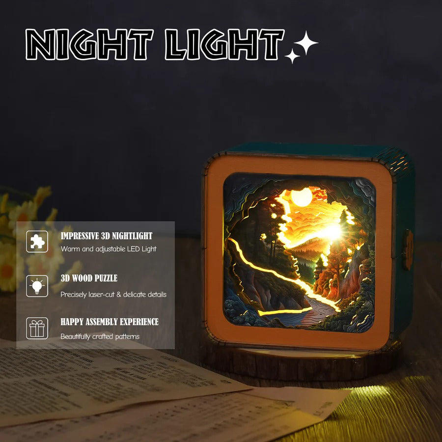 Sunset Wilderness Path Kit - 3D Wooden Puzzle Night Light