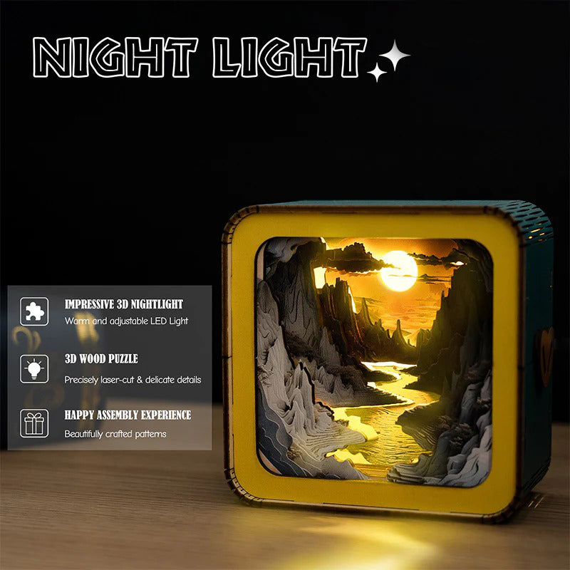 Long River Sunset Kit - 3D Wooden Puzzle Night Light