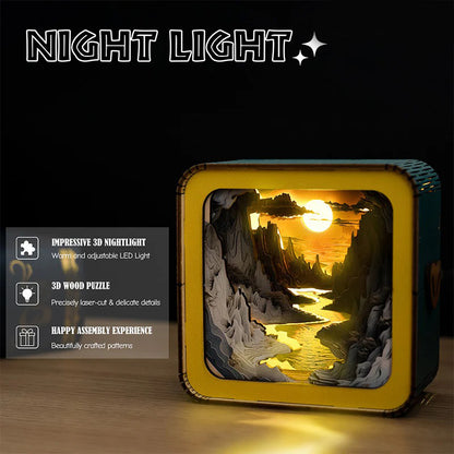 Long River Sunset Kit - 3D Wooden Puzzle Night Light