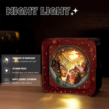 Snow Mountain Hut Kit - 3D Wooden Puzzle Night Light