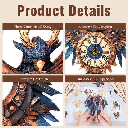 Thunderbird – DIY Wooden Clock, 3D Puzzle Craft Kit