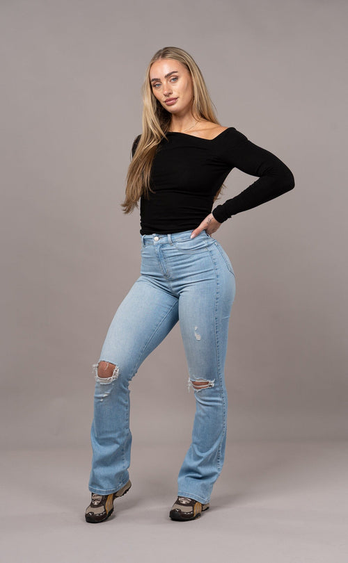 Flared Ripped - Arctic Light Blue