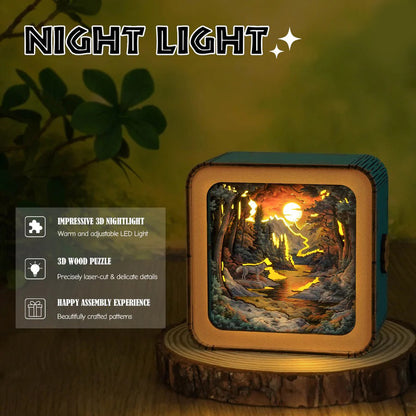 Forest Fantasy Wolf Kit - 3D Wooden Puzzle Night Light