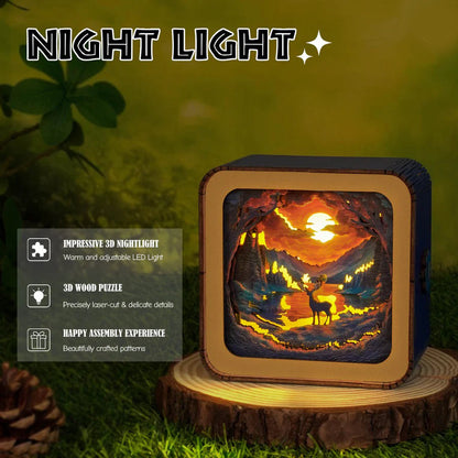 Forest Fantasy Deer Kit- 3D Wooden Puzzle Night Light