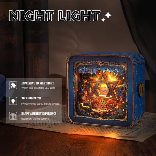 Star of David Kit - 3D Wooden Puzzle Night Light