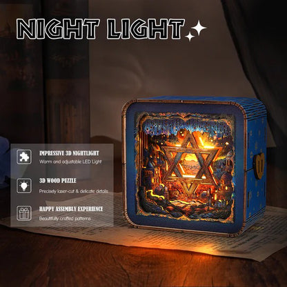 Star of David Kit - 3D Wooden Puzzle Night Light
