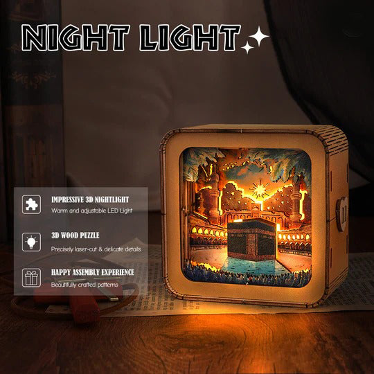 Holy MAKKAH Kit - 3D Wooden Puzzle Night Light