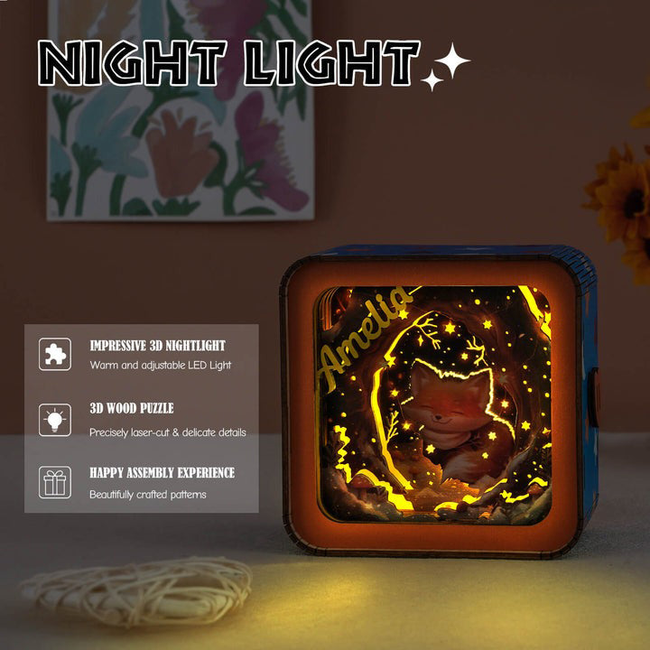 Star Fox Kit - Personalized 3D Wooden Puzzle Night Light