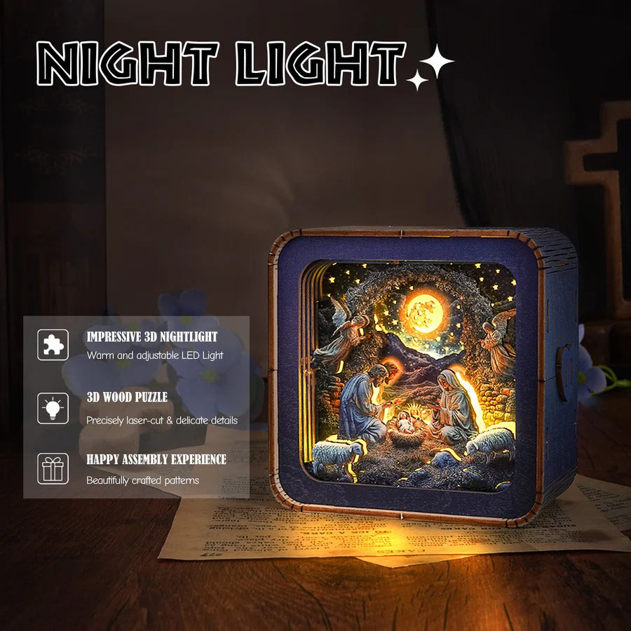 Nativity Kit - 3D Wooden Puzzle Night Light