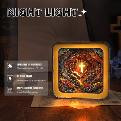 Dazzling Cross Kit - 3D Wooden Puzzle Night Light