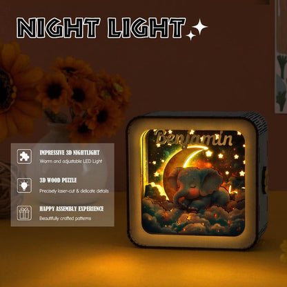 Dream Elephant 2 Kit - Personalized 3D Wooden Puzzle Night Light
