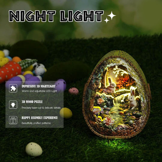 Rabbit by the Stream Kit - 3D Wooden Puzzle Night Light