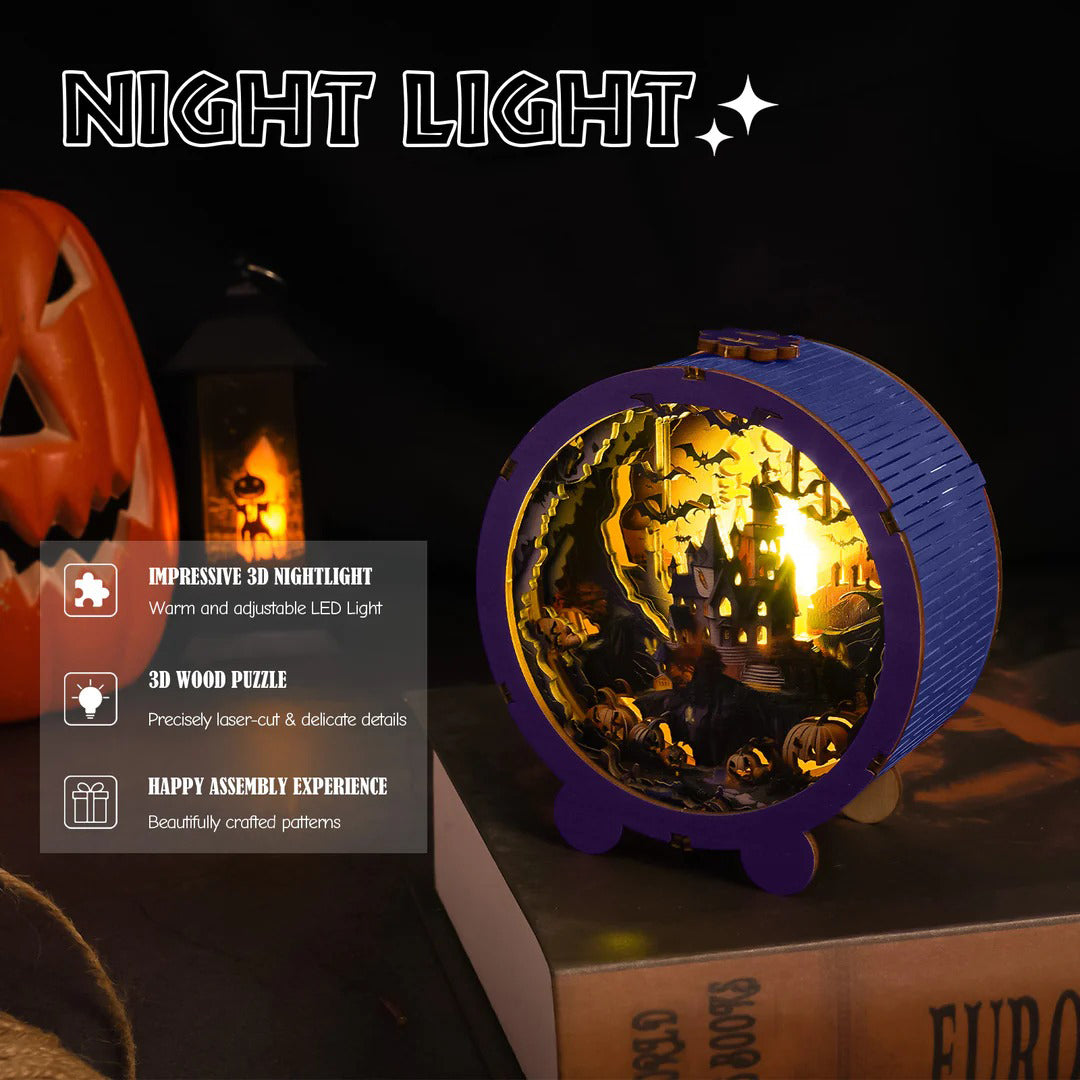 Halloween Castle Kit - 3D Wooden Puzzle Night Light
