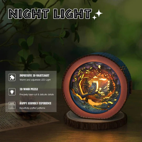 Forest Fantasy Owl Kit - 3D Wooden Puzzle Night Light