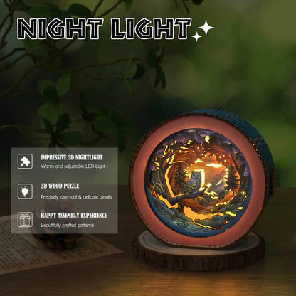 Forest Fantasy Owl Kit - 3D Wooden Puzzle Night Light