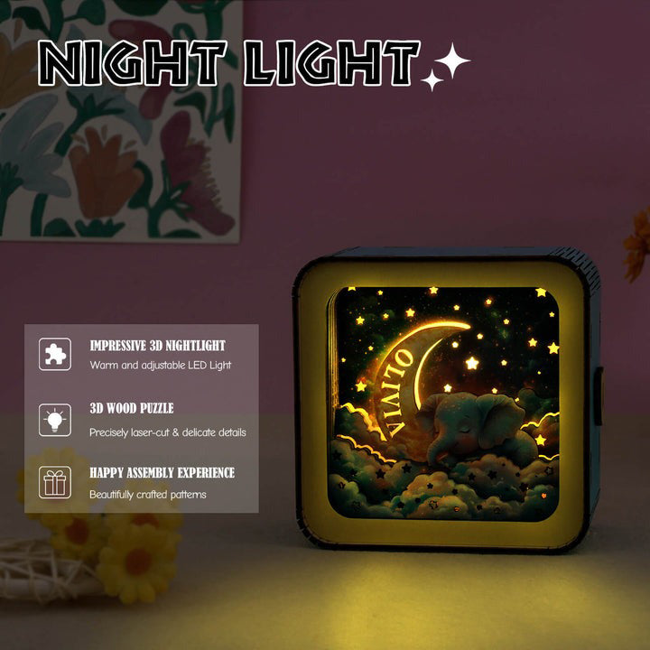 Dream Elephant 1 Kit - Personalized 3D Wooden Puzzle Night Light