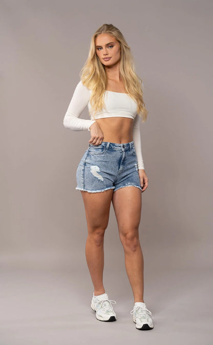 Ripped Shorts - 80s Blue